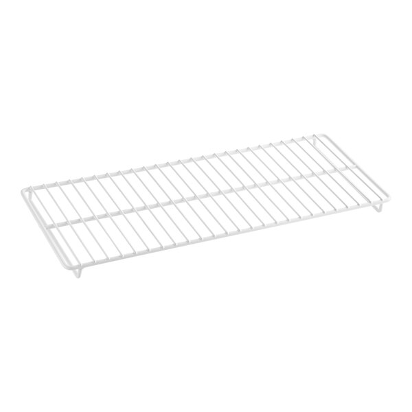 A white metal wire shelf for a Galaxy GRI-20 Series refrigerator.