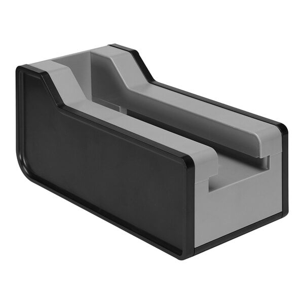 A black and grey plastic Cutlerease dispenser base with a handle.