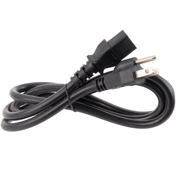 A black Carnival King power cord with two plugs.
