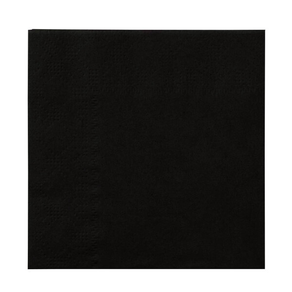 A black square Hoffmaster beverage napkin with small dots.
