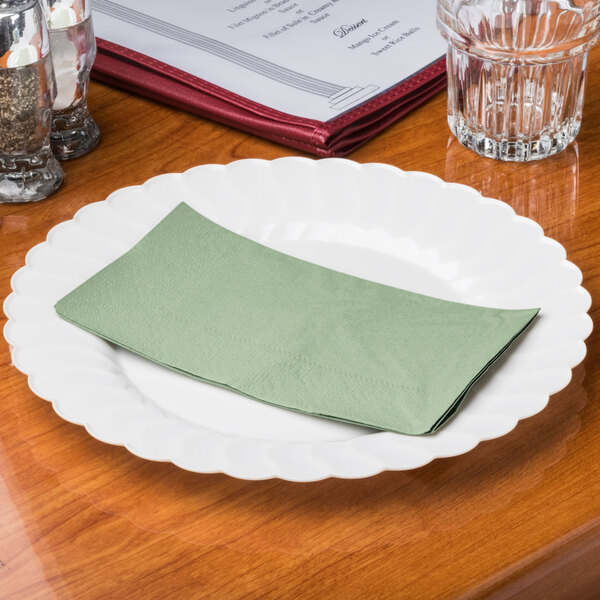 Hoffmaster 15" x 17" Soft Sage Green 2-Ply Paper Dinner Napkin - 125/Pack
