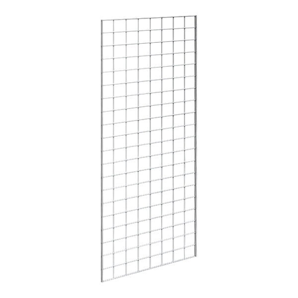 A chrome metal grid panel with a grid pattern.
