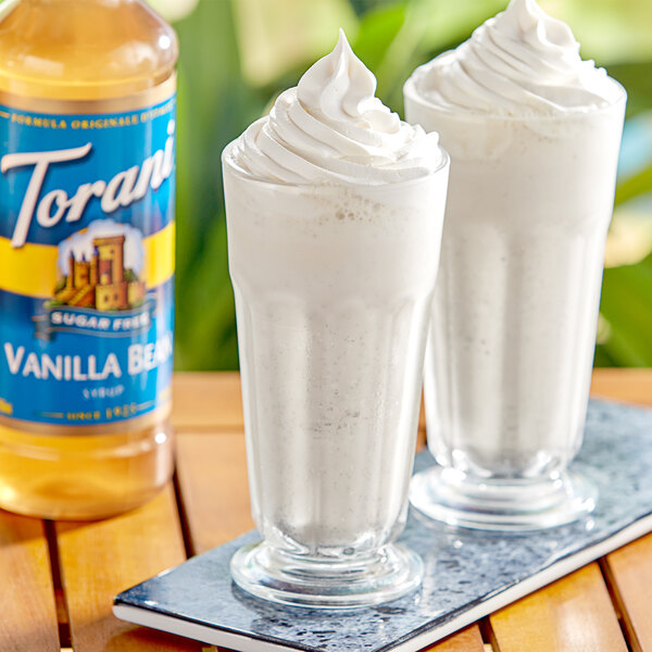 Two milkshakes made with Torani Sugar-Free Vanilla Bean syrup.