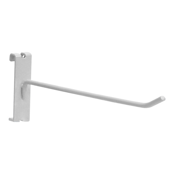 A white steel peg hook on a white background.