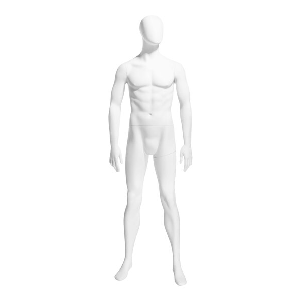 A white Econoco Gene male mannequin with arms at its sides.