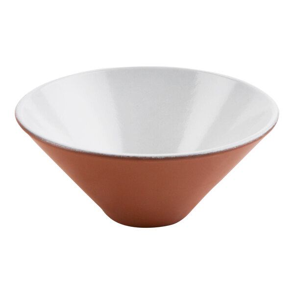 A white terracotta bowl with a white rim.