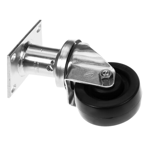 A metal and black caster wheel for a Frymaster 8101367.