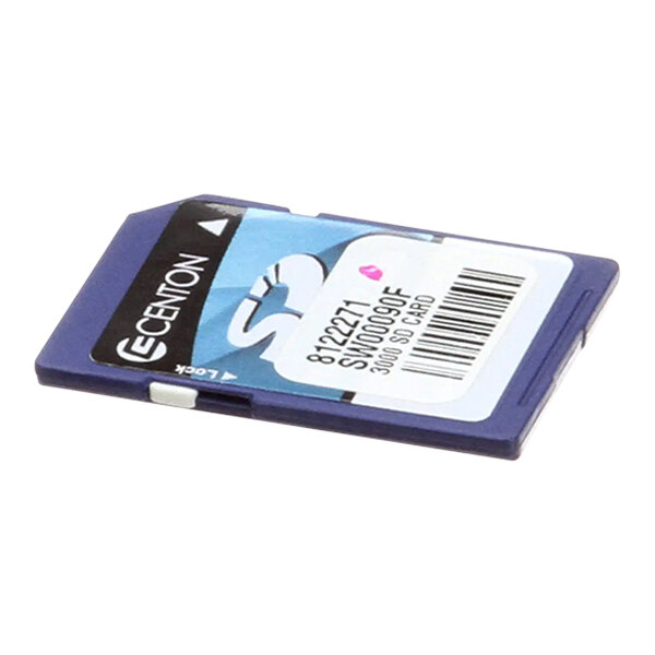A blue memory card with a barcode for a Frymaster P3000 to C3000 SW Kit.