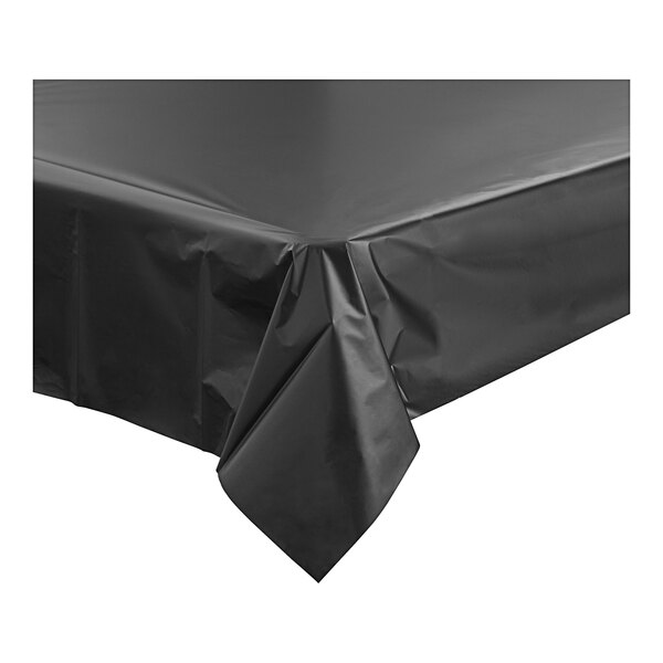 A black plastic Table Mate tablecloth on a table.