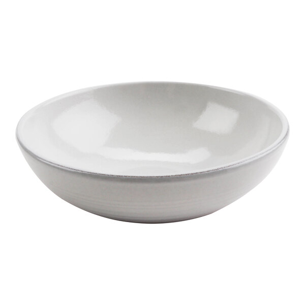 A white cheforward terracotta bowl with a small rim.