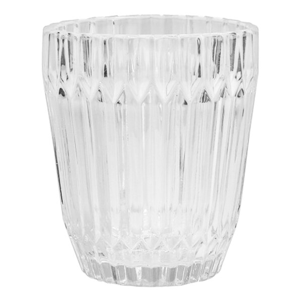 A clear Fortessa Archie double old fashioned glass with a diamond pattern.