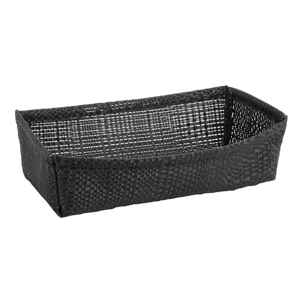 A Front of the House black Metroweave basket with a random weave design.