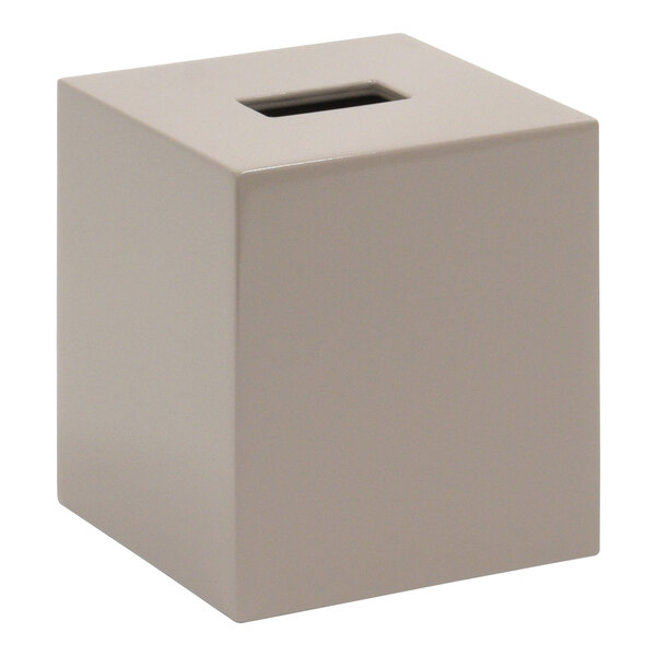 A white stone square tissue box cover with a lid.