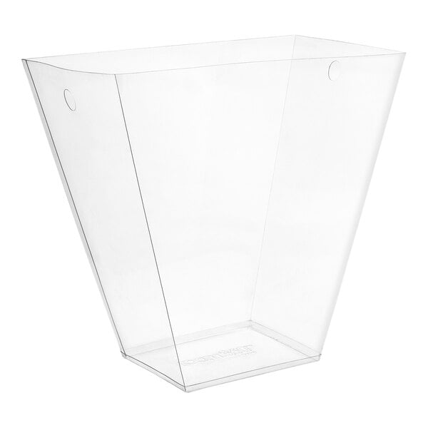 A clear plastic container with two holes.