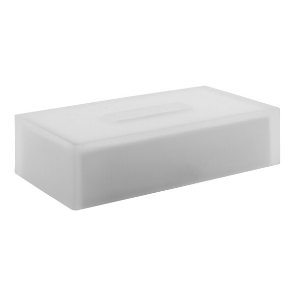 A white rectangular Room360 Nassau tissue box cover with a lid.