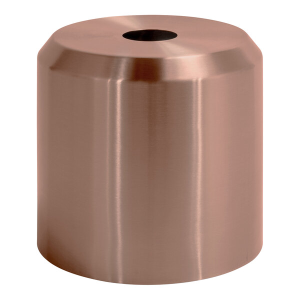 A Room360 stainless steel square tissue box cover with a rose gold finish.