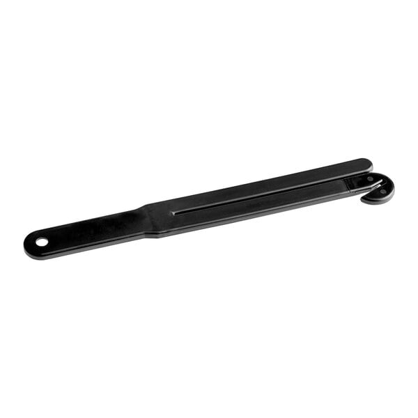 A black plastic rectangular tool with a handle and a slot.