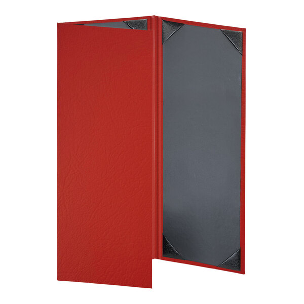 A red rectangular H. Risch, Inc. menu cover with grey pages.