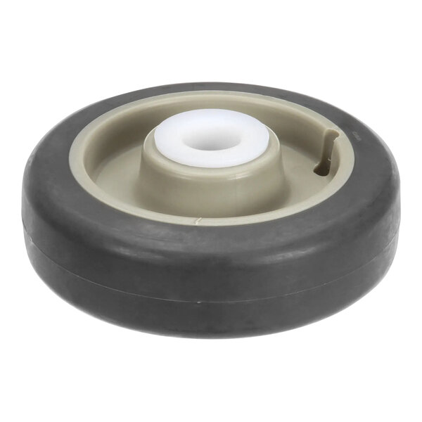 A black and grey Garland polyurethane wheel with a white plastic ring.