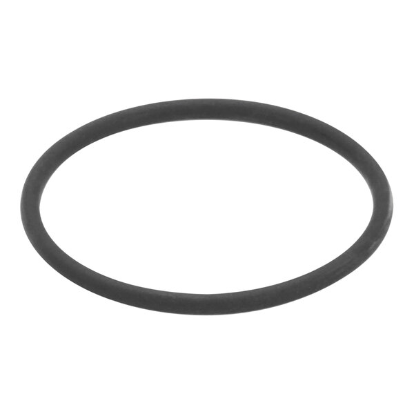 A black rubber round o ring with a white background.