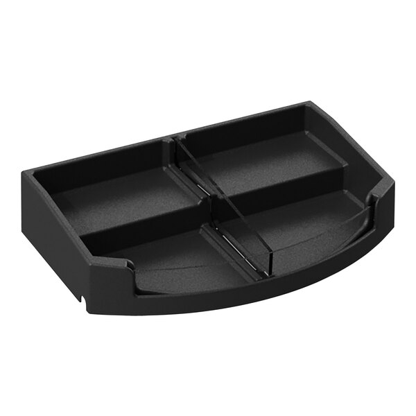 A black plastic Borray shelf organizer with two compartments.