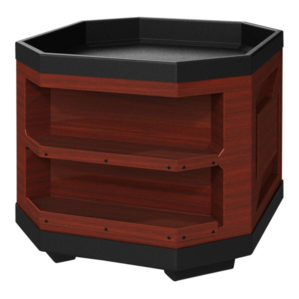 A Borray cherry plastic orchard bin with 2 shelves.