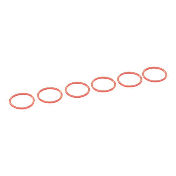 A row of red Frymaster O-rings on a white background.