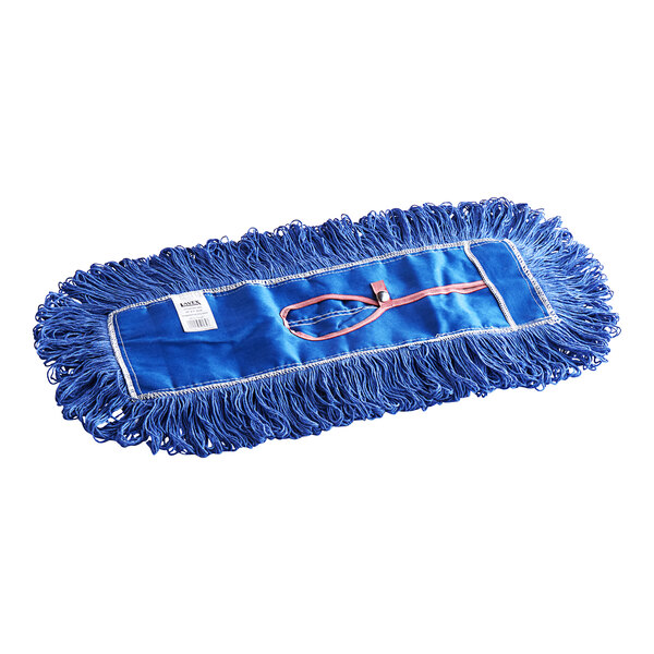 Lavex 18" x 5" Blue Cotton Blend Looped End Dry Dust Mop Head