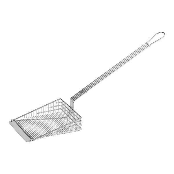 An All Points stainless steel wire mesh basket with a long handle.