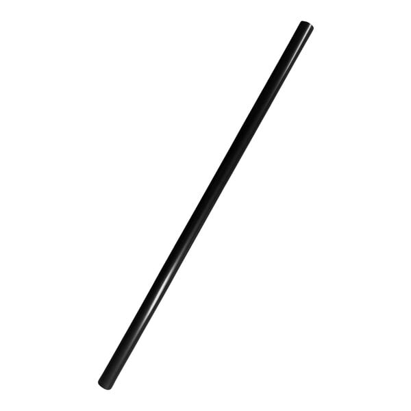 A black plastic StrawFish giant straw with a white background.