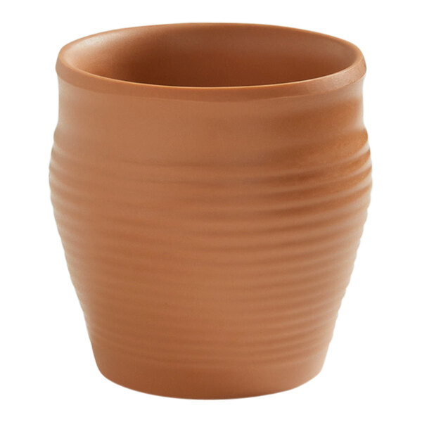 An American Metalcraft Marra terracotta melamine bowl with a curved design.