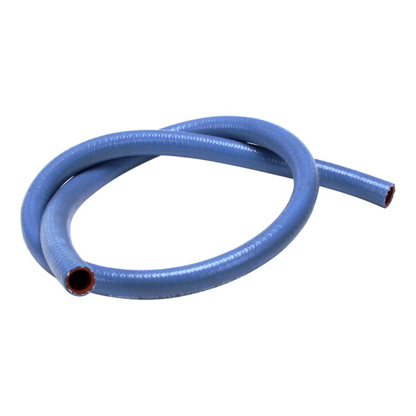 A blue AccuTemp silicone braided hose with a hole in the middle.