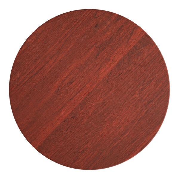 Lancaster Table & Seating 36" Round Thermo-Formed MDF Table Top with Red Mahogany Finish
