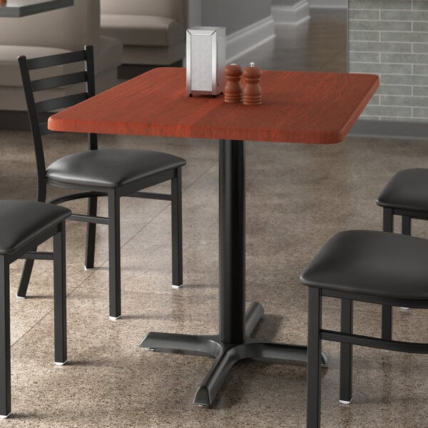 Lancaster Table & Seating 30" x 42" Rectangular Thermo-Formed MDF Standard Height Table with Red Mahogany Finish