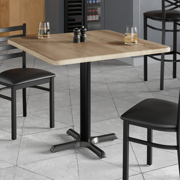 Lancaster Table & Seating 36" x 36" Square Thermo-Formed MDF Standard Height Table with Gray Wood Finish