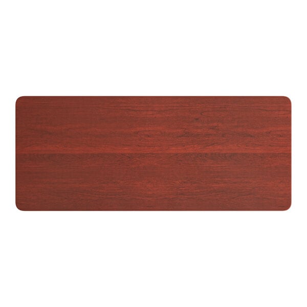 Lancaster Table & Seating 30" x 72" Rectangular Thermo-Formed MDF Table Top with Red Mahogany Finish
