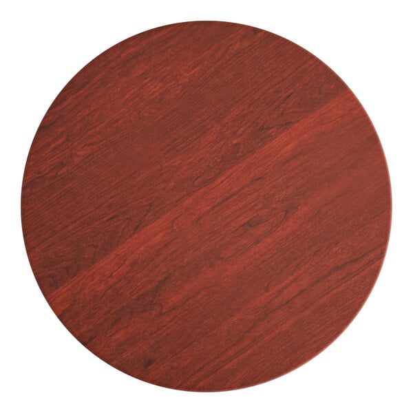 Lancaster Table & Seating 30" Round Thermo-Formed MDF Table Top with Red Mahogany Finish