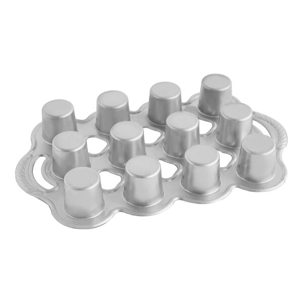 A silver Nordic Ware popover pan with 12 cups.