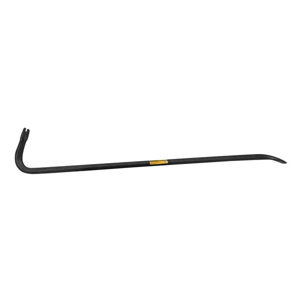 An Olympia Tools black wrecking bar with a yellow label.