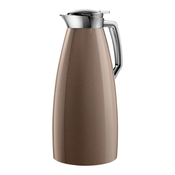 A brown and stainless steel EMSA Plaza coffee carafe with a metal handle and lid.