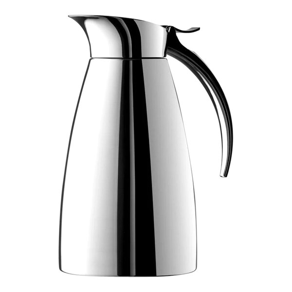 An EMSA stainless steel coffee carafe with a handle.