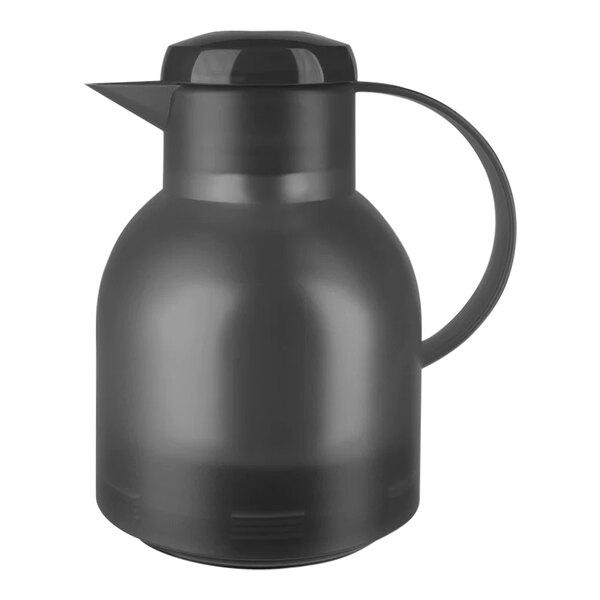 A black plastic EMSA Samba coffee carafe with a handle.
