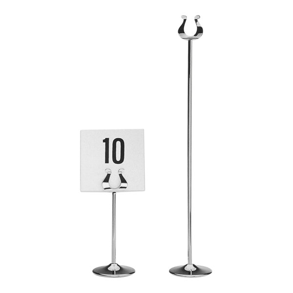 Hepp by BauscherHepp Neutral 18 1/8" Silver-Plated Stainless Steel Harp Table Card Holder / Number Stand