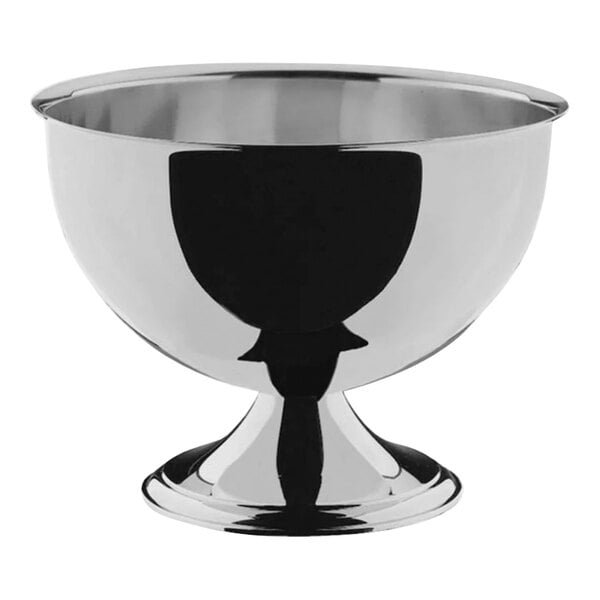 A silver WMF stainless steel punch bowl on a pedestal.