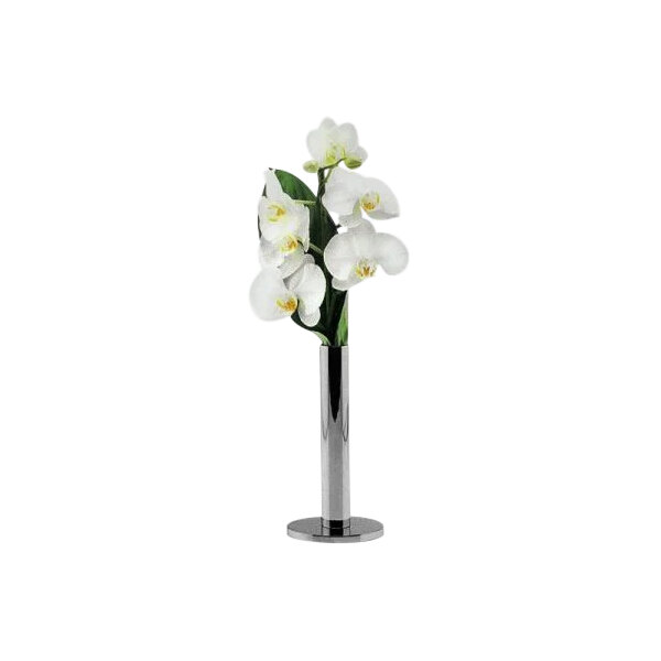 A white orchid in a Hepp by Bauscher Profile silver-plated stainless steel vase.