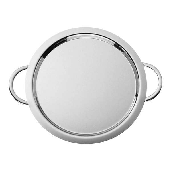 Hepp by BauscherHepp Profile 19 11/16" Round Silver Plated Stainless Steel Banquet Tray with Handles