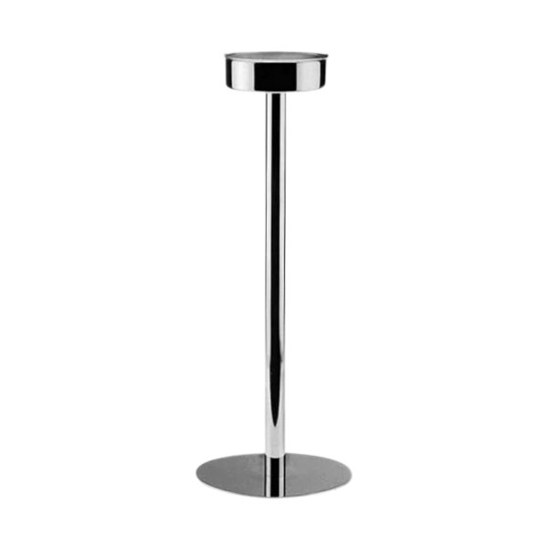 A silver Hepp Profile stainless steel wine cooler stand with a round base.