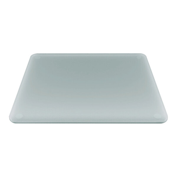 A square satin glass plate with a white background.