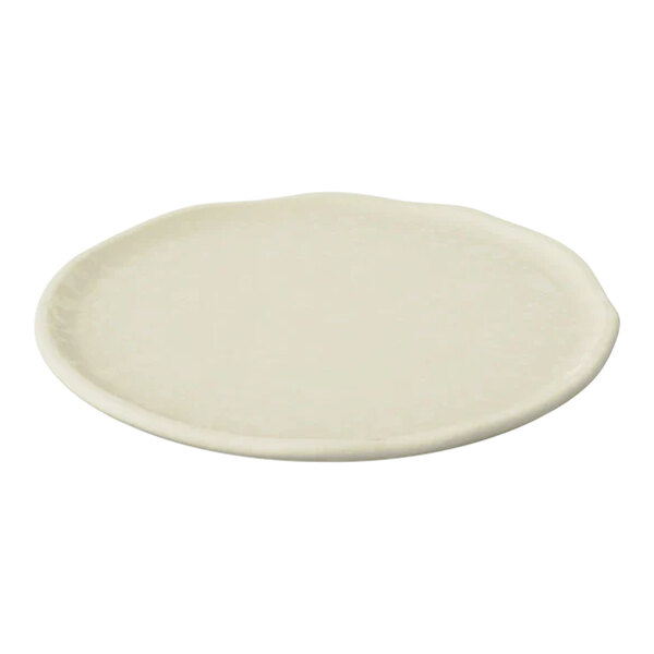 A Dalebrook white melamine plate with a small rim.
