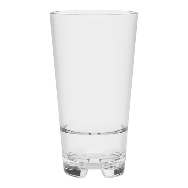 A Tossware Tritan plastic highball glass with a rim on it.